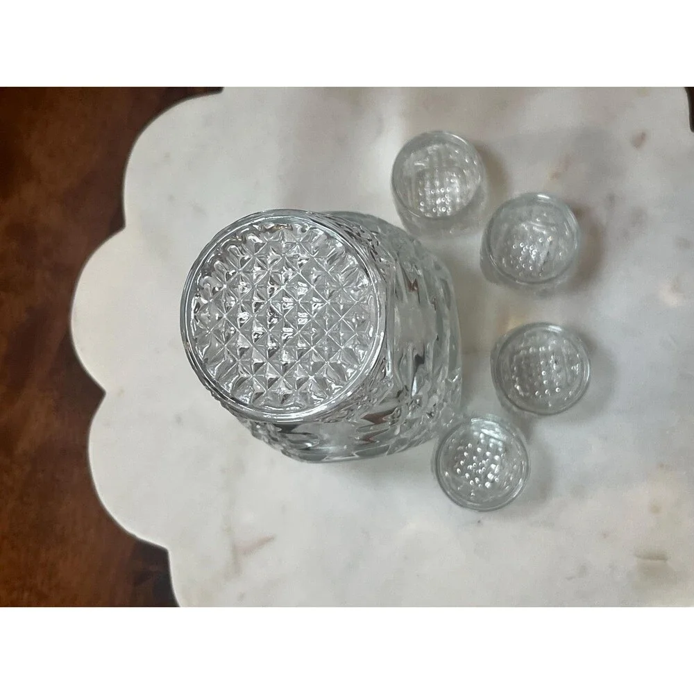 VTG Styria Austrian  Crystal Decanter Set & 4 Cordial Glasses Mid Century